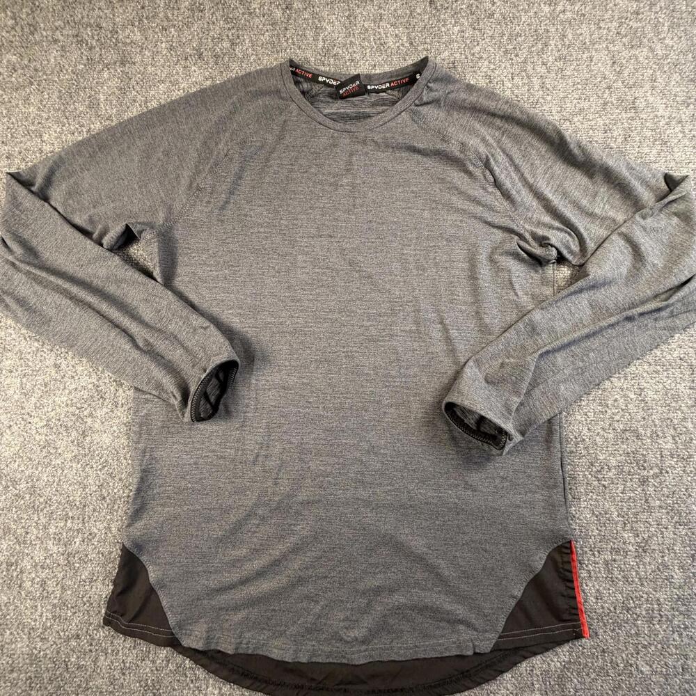 Spyder Active Mens Long Sleeve‎ Performance Shirt Gray Black Red Small ProWEB